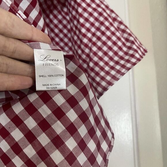 LOVERS + FRIENDS red plaid off shoulder ruffle blouse top size XS - Picture 4 of 4